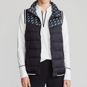 Ralph Lauren Golf Reversible Down Vest, Black/Spring Leopards.